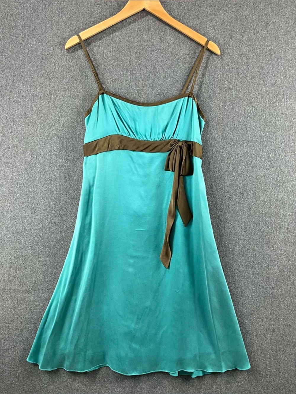 To The Max 100% Silk Cami Dress Adjustable Strap Tie Waist Flowy Feminine Size 8